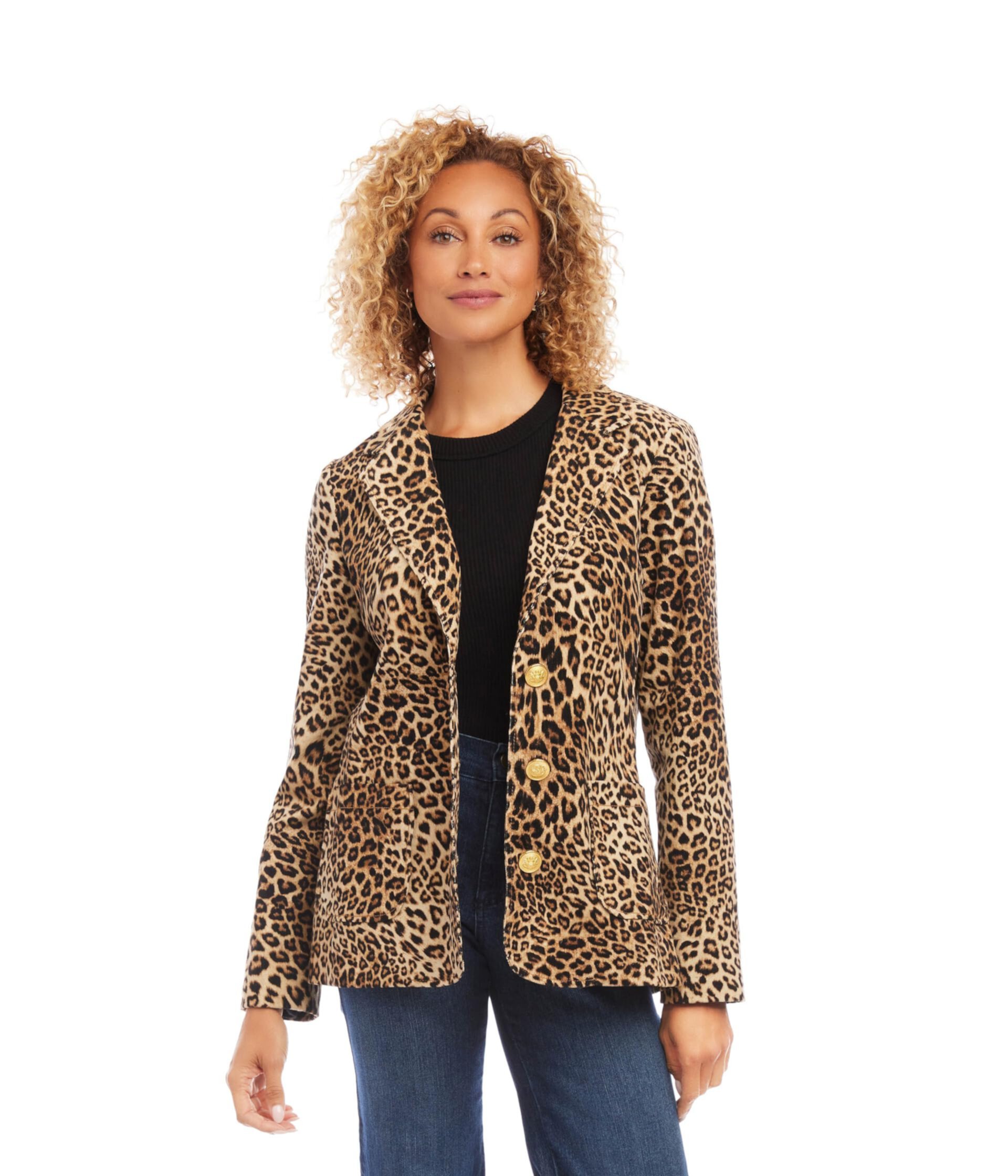 Вельветовая куртка с леопардовым принтом Karen Kane