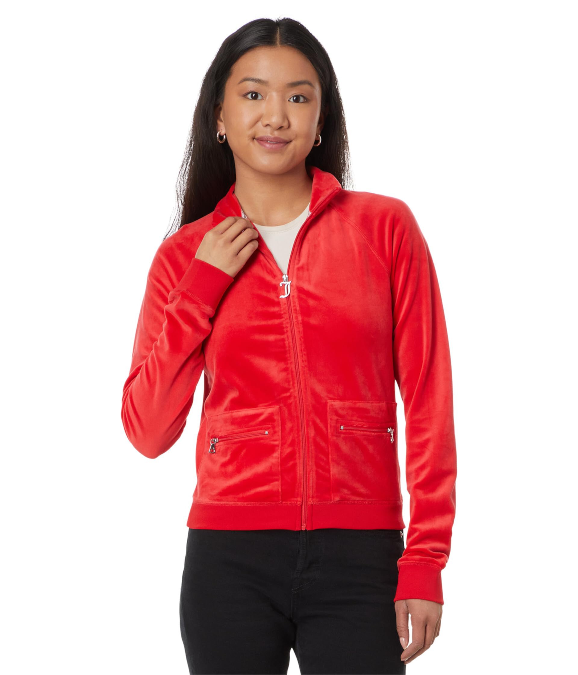 Heritage Mock Neck Track Jacket with Back Graphic Juicy Couture