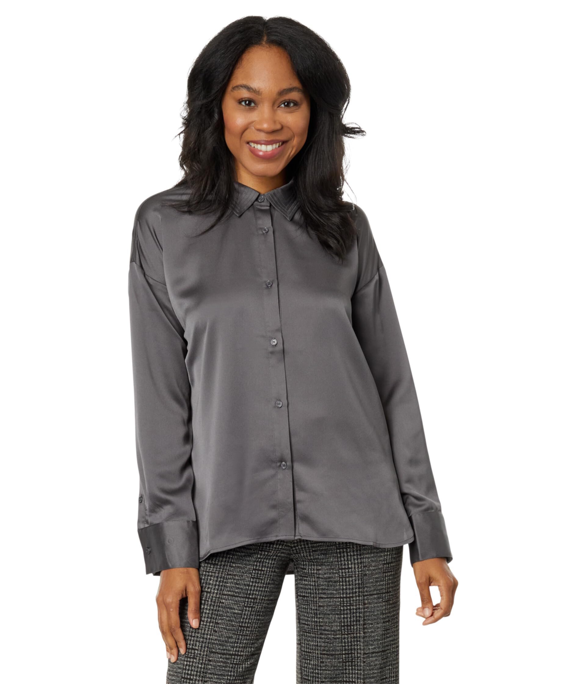 Kristin Stitched Satin Shirt Lysse