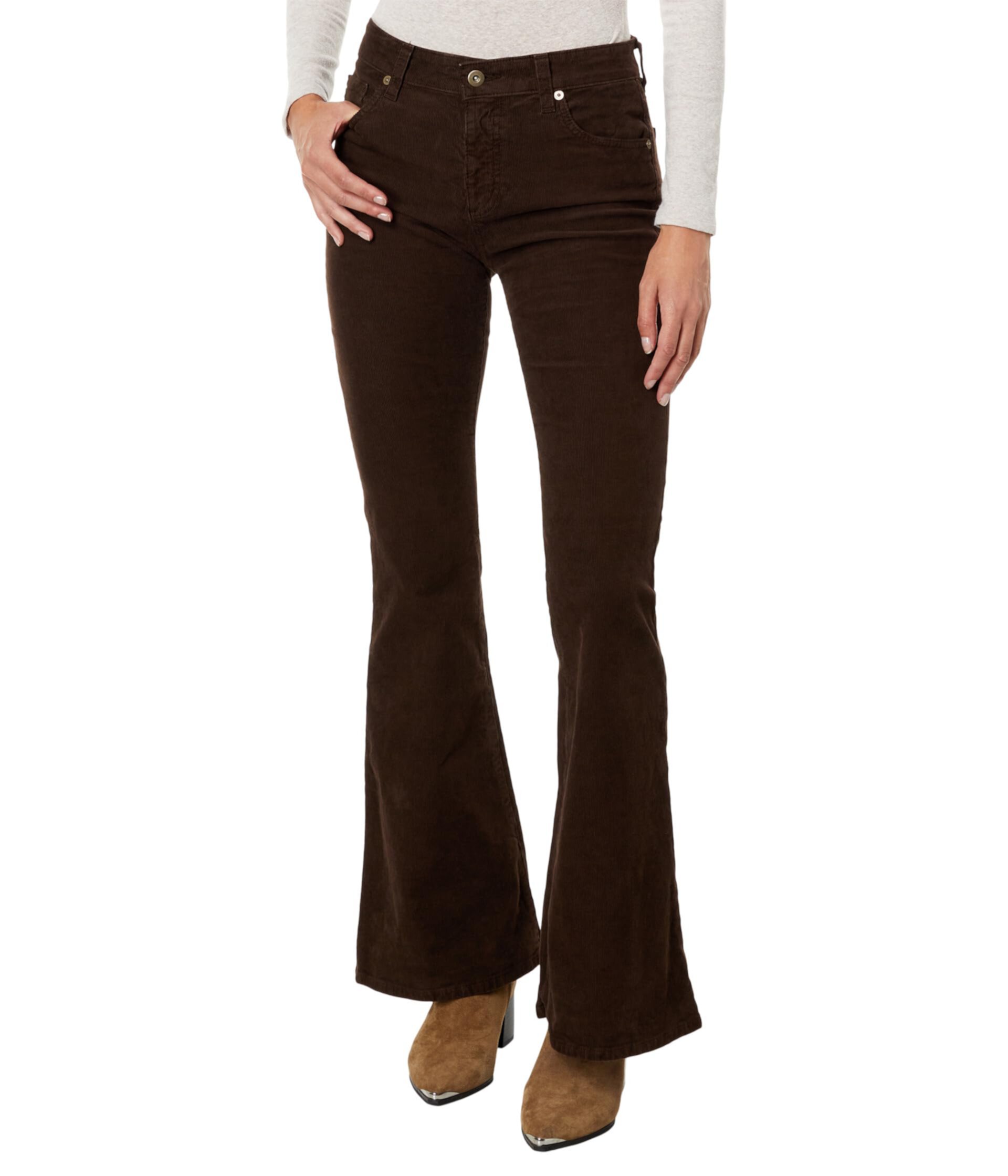 Расклешенные брюки Angeline Mid-Rise в цвете Sulphur Bitter Chocolate AG Jeans