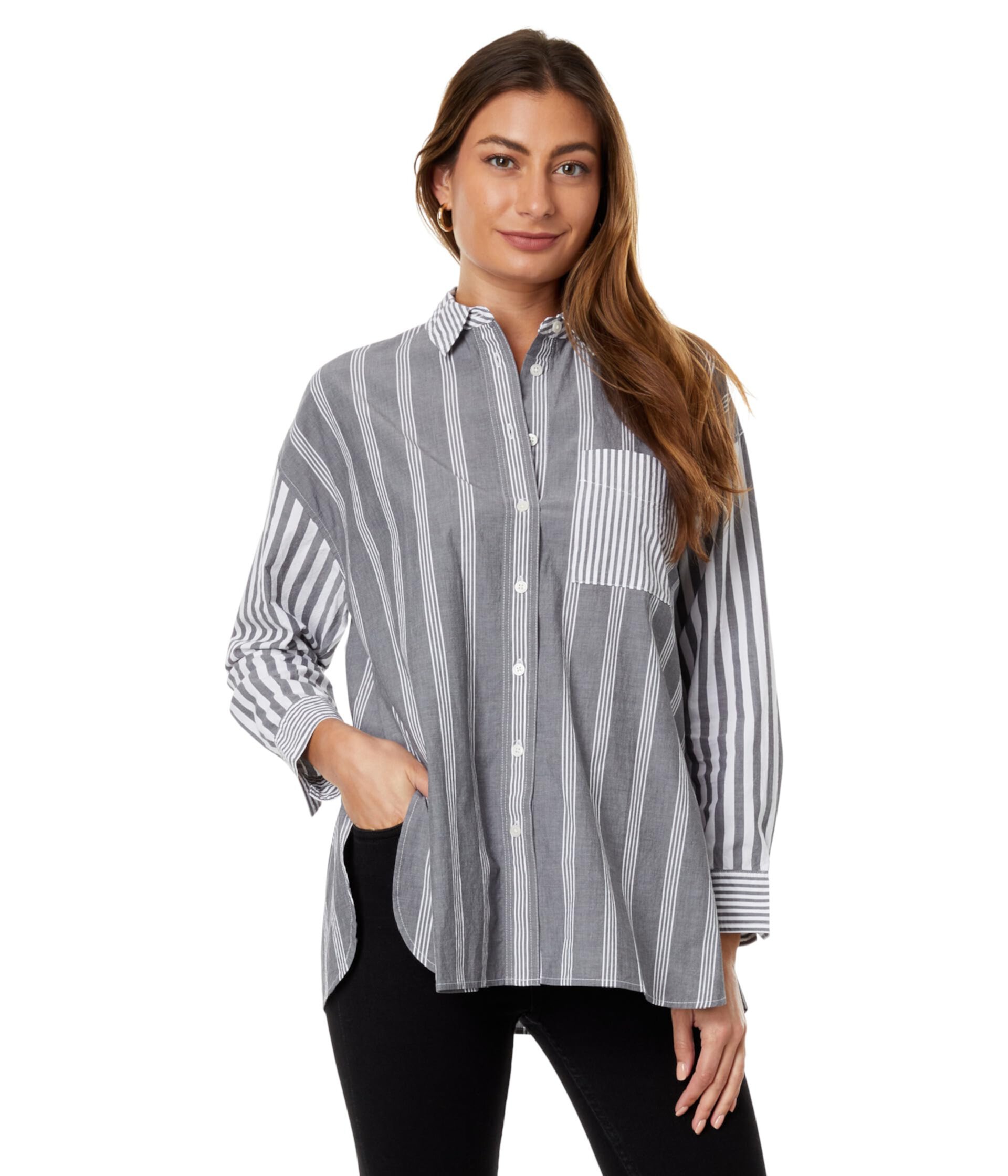 Женская Повседневная Рубашка Madewell The Signature Poplin Oversized Shirt in Stripe Madewell