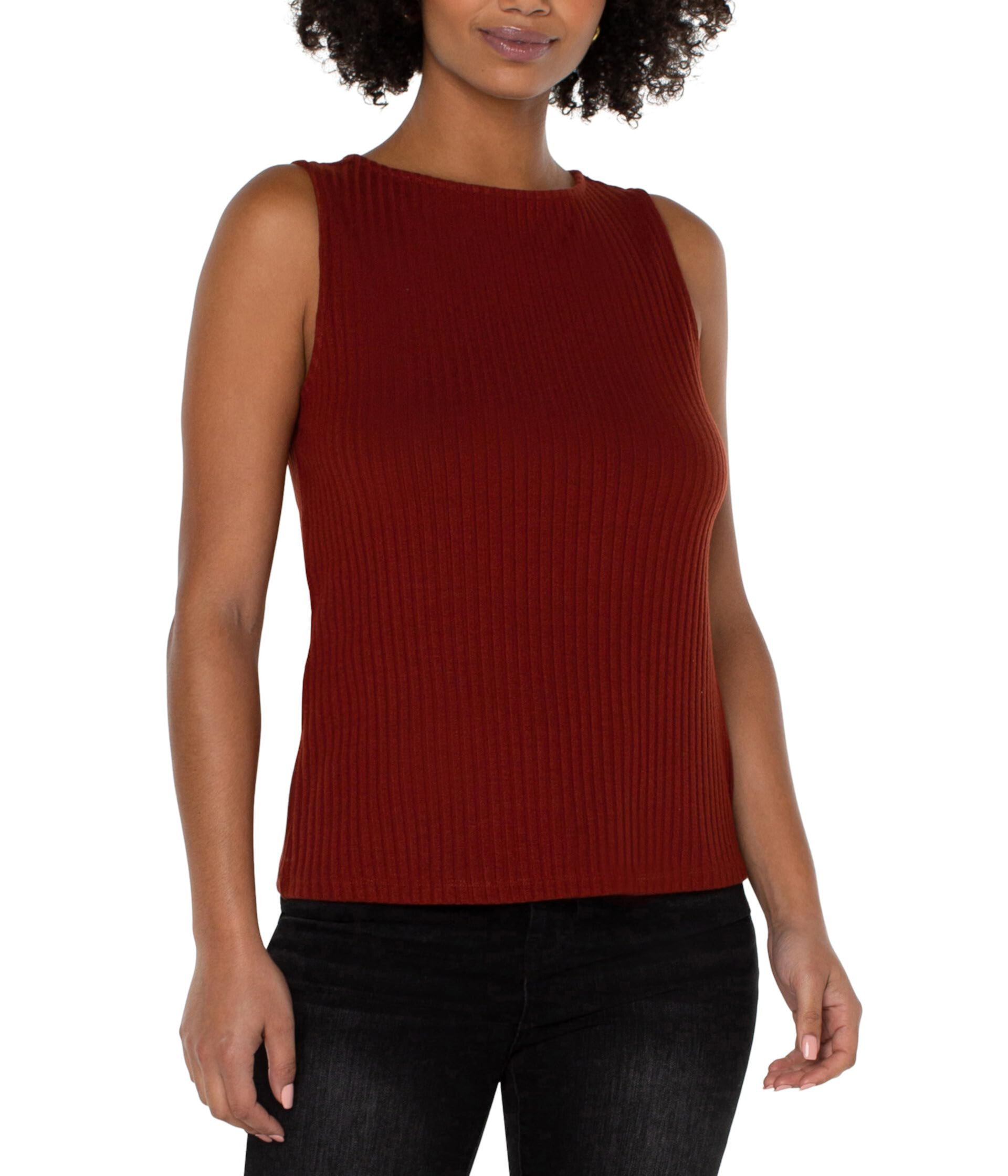 Sleeveless Boatneck Rib Knit Top Liverpool Los Angeles