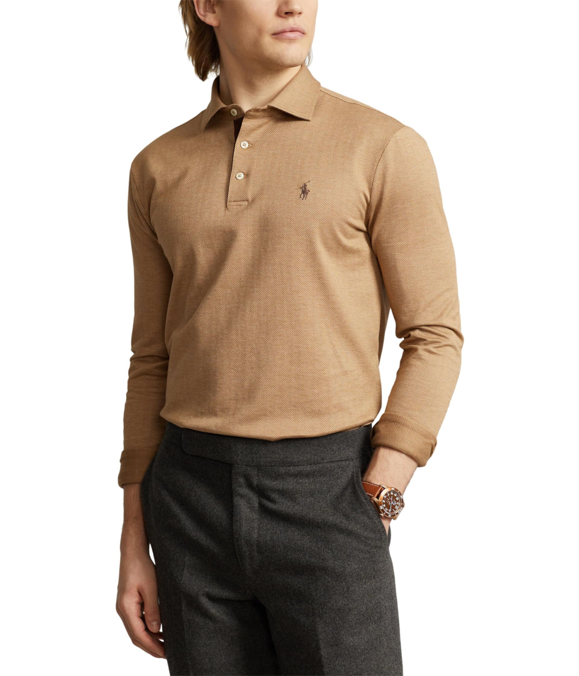 Мужская рубашка-поло Custom Slim Fit Herringbone Polo Ralph Lauren Polo Ralph Lauren
