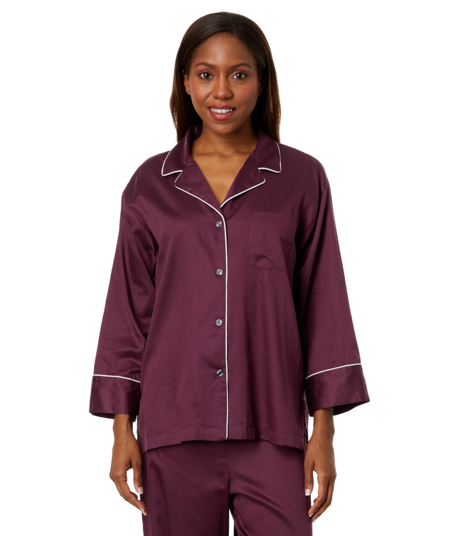 Cotton Sateen Essentials Mandarin PJ Set Natori