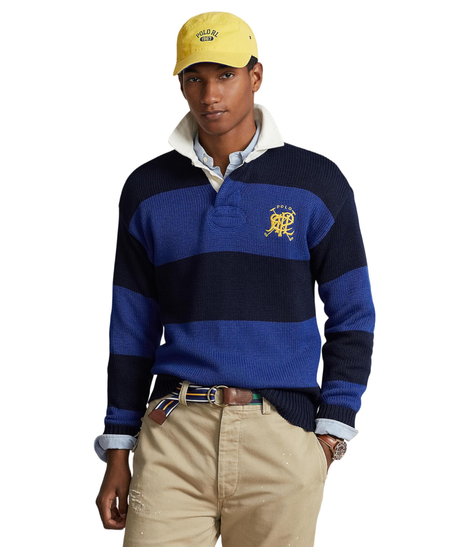 Полосатый хлопковый свитер для регби Polo Ralph Lauren