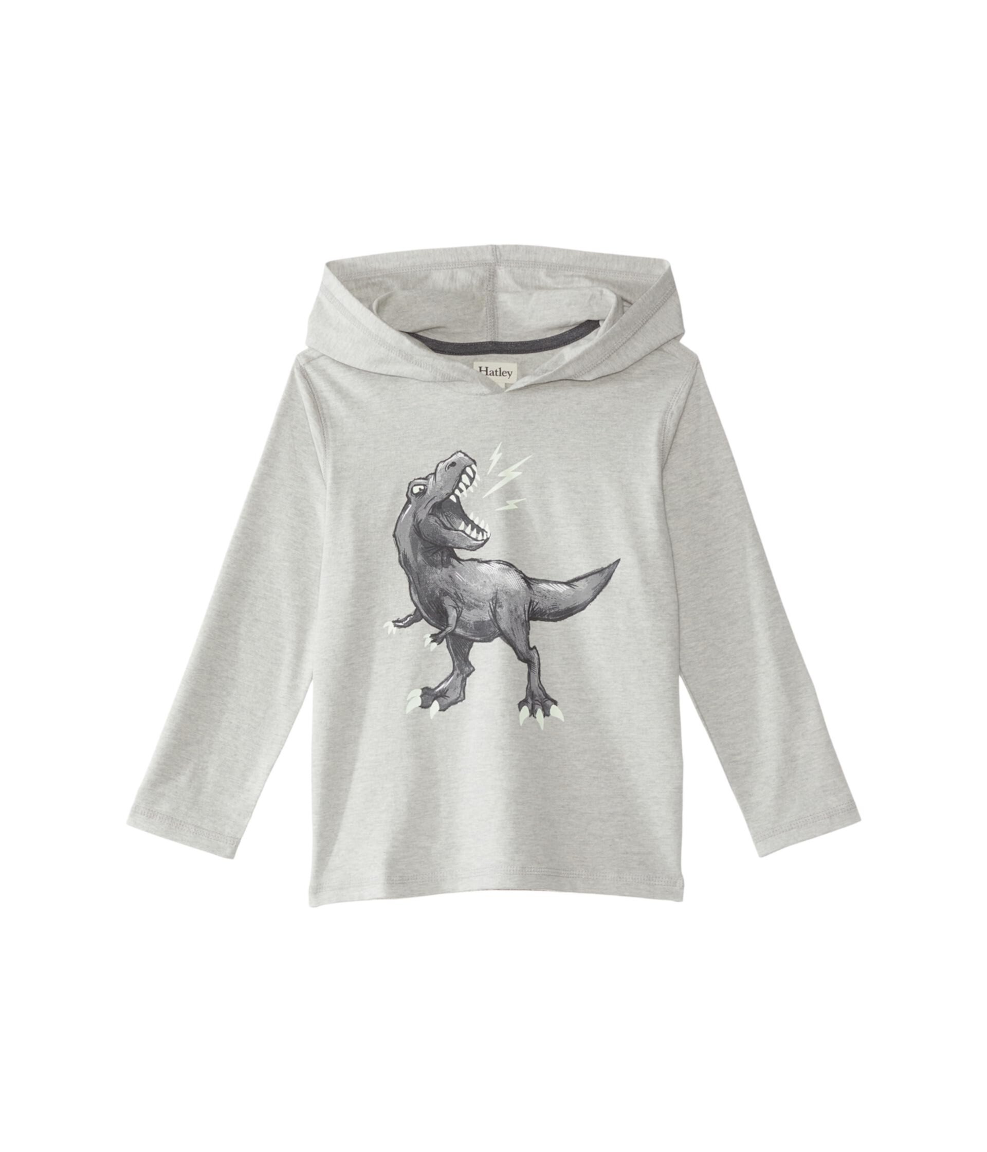 Dino Long Sleeve Hoodie Tee (Toddler/Little Kids/Big Kids) Hatley