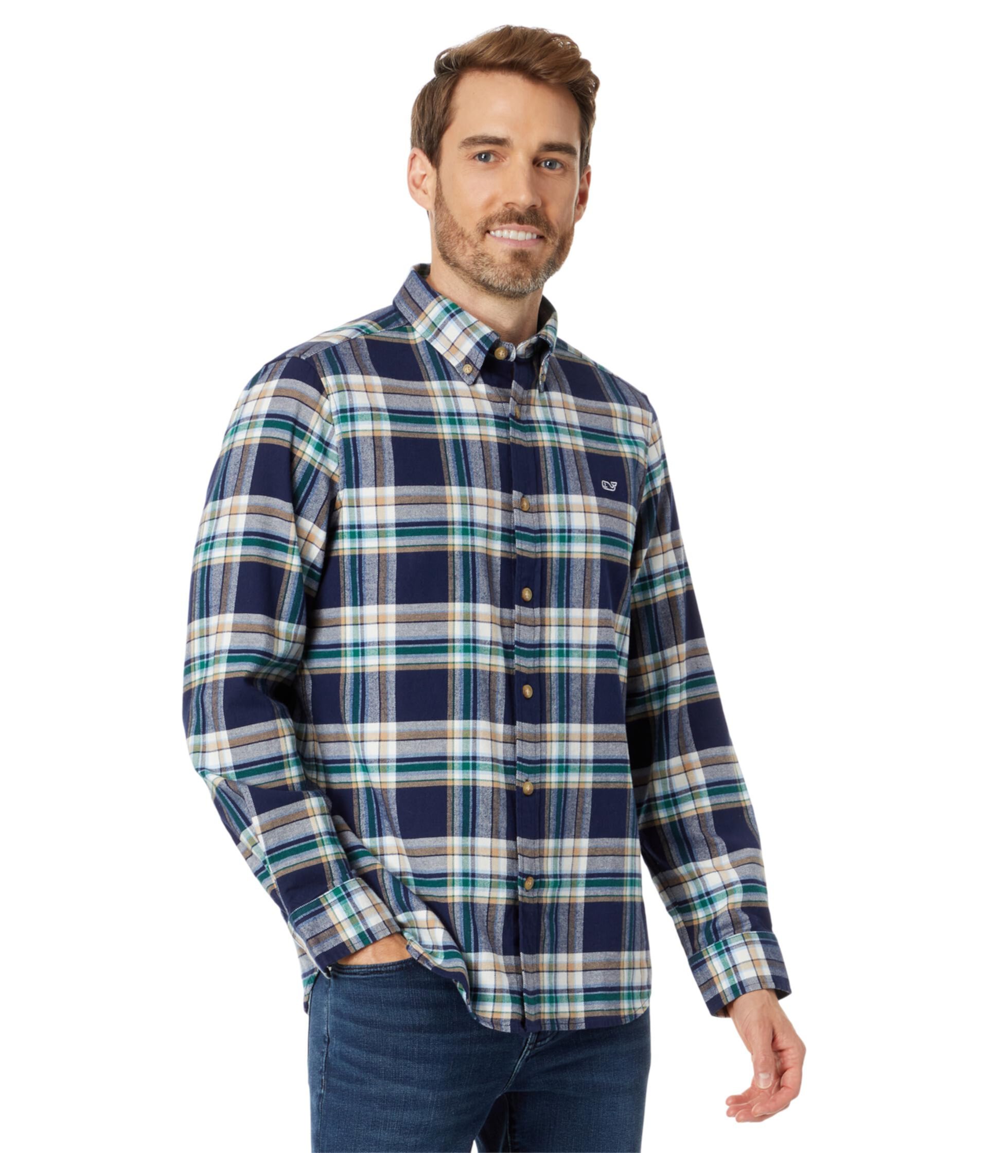 Мужская Повседневная рубашка Vineyard Vines Flannel Plaid Whale Vineyard Vines