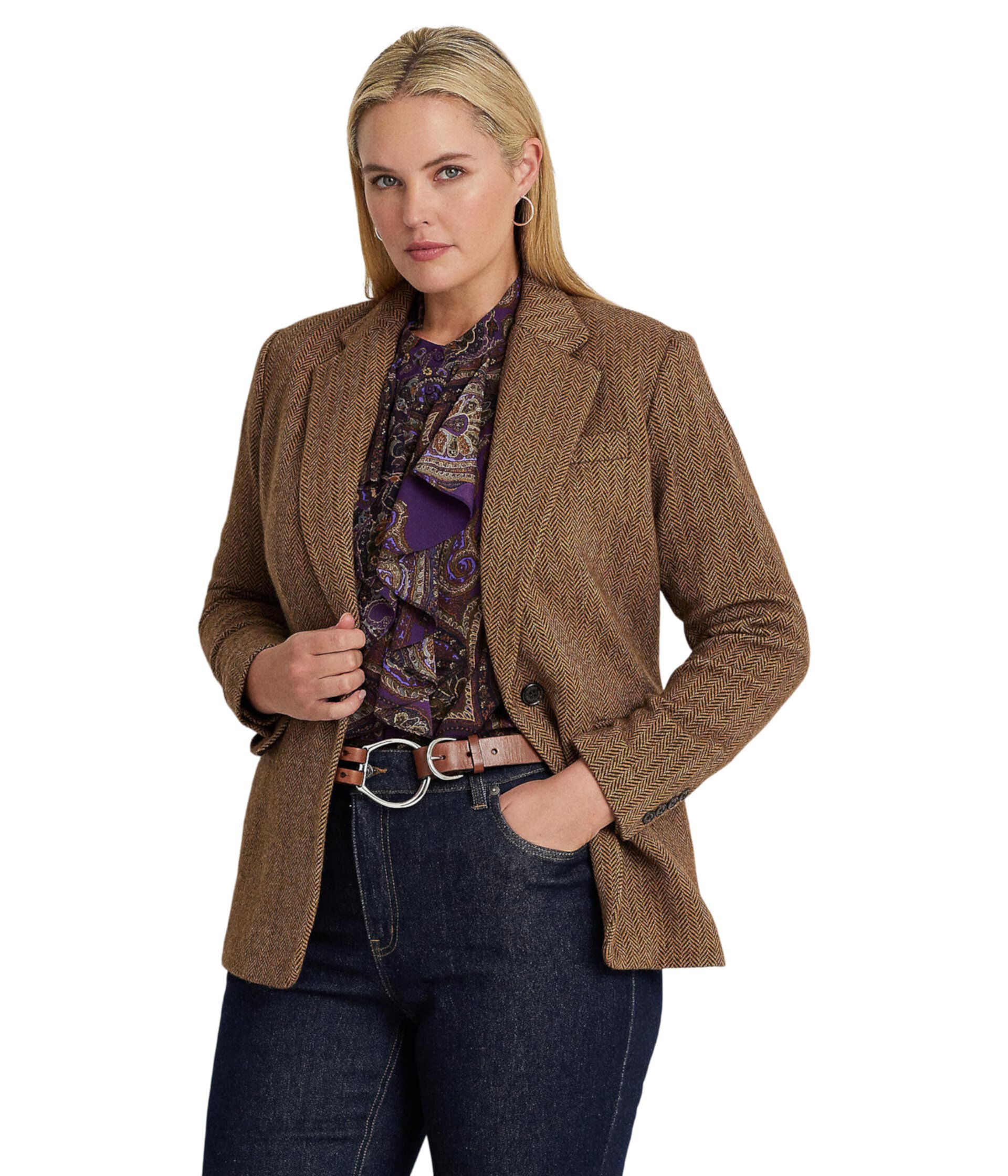 Plus-Size Wool-Blend Herringbone Blazer LAUREN Ralph Lauren