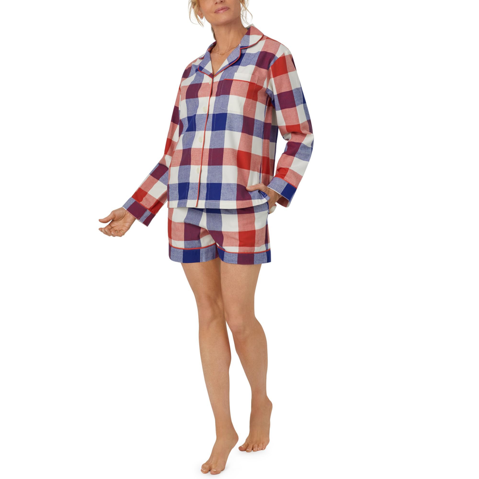 Короткая пижама из фланели с длинными рукавами из органического хлопка BedHead
