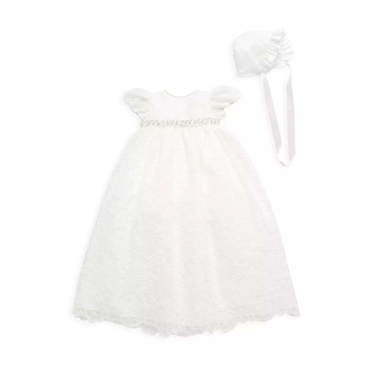 Кружевное платье, расшитое бисером, для маленьких девочек; Комплект капота Macis Design
