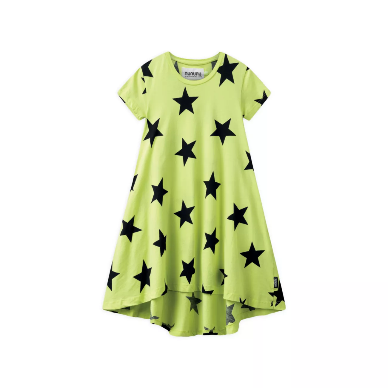 Маленькая девочка и усилитель; Платье-футболка с высоким и низким вырезом и принтом звезд для девочек Nununu