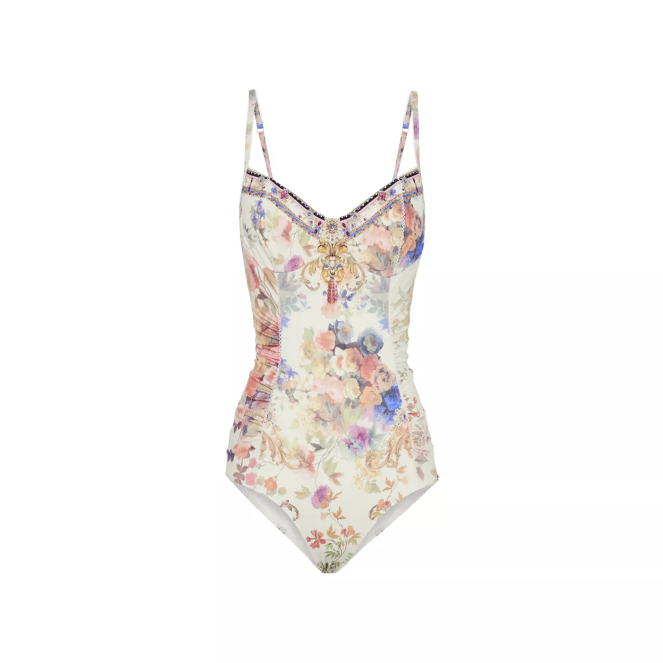 Floral Ruched-Side One-Piece Swimsuit Camilla