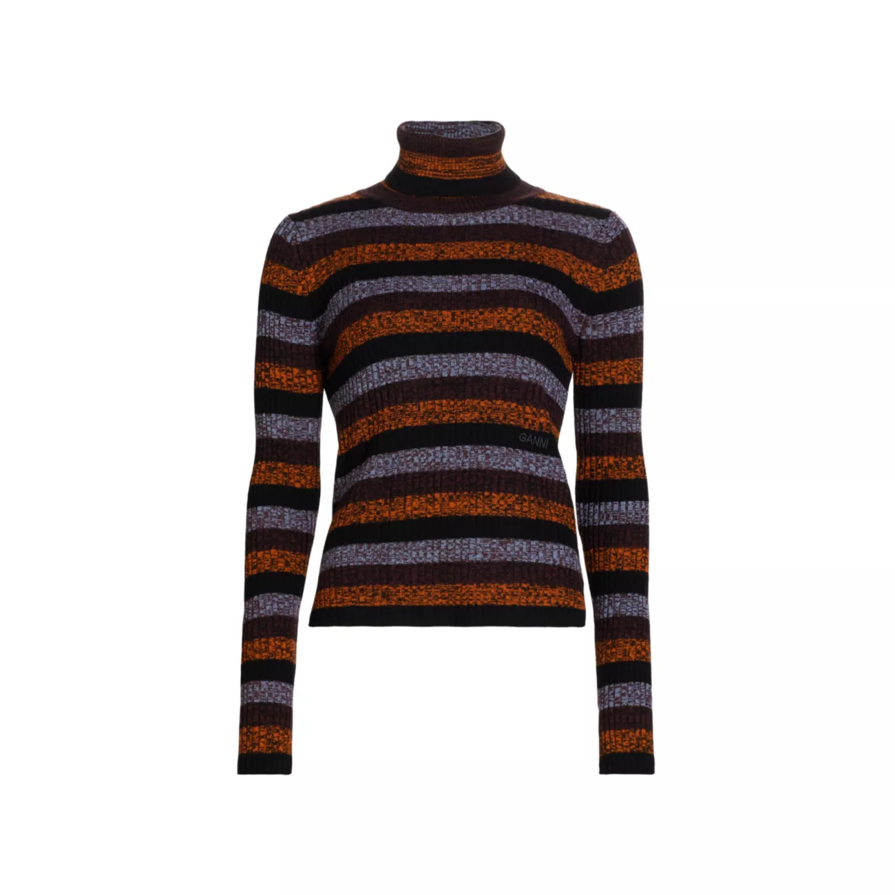 Striped Merino Wool Turtleneck Sweater GANNI