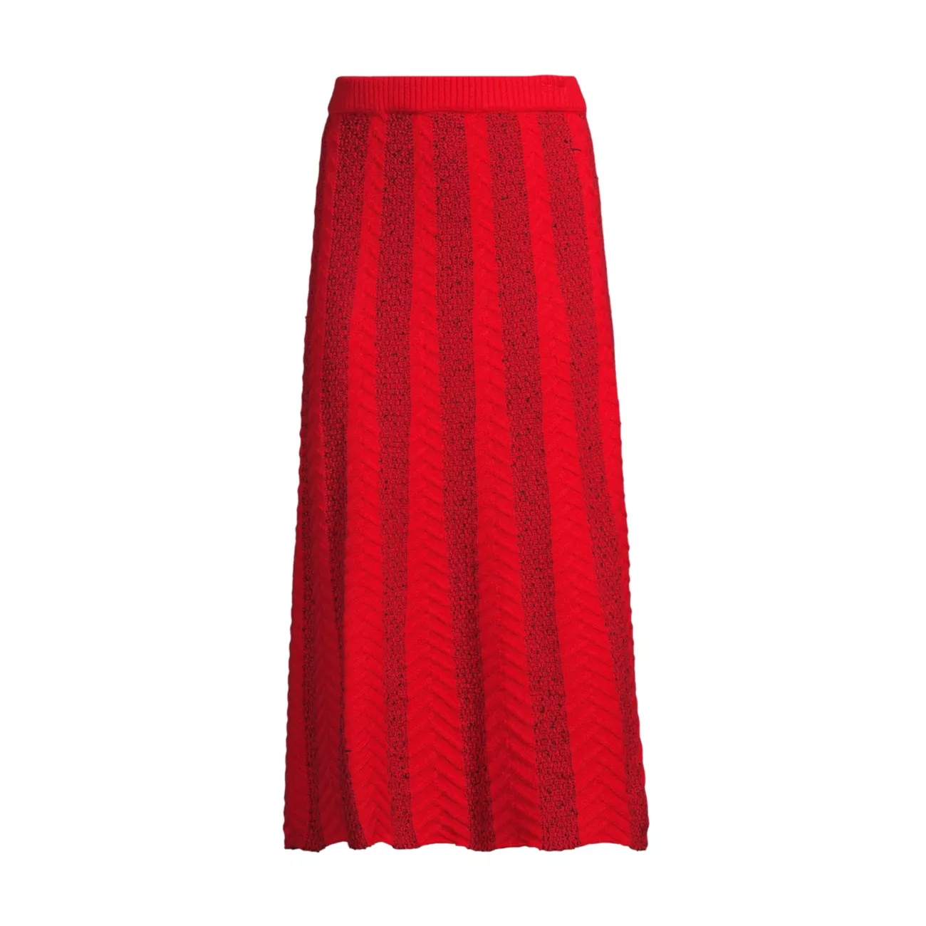 Textural Striped Knit Midi-Skirt Misook