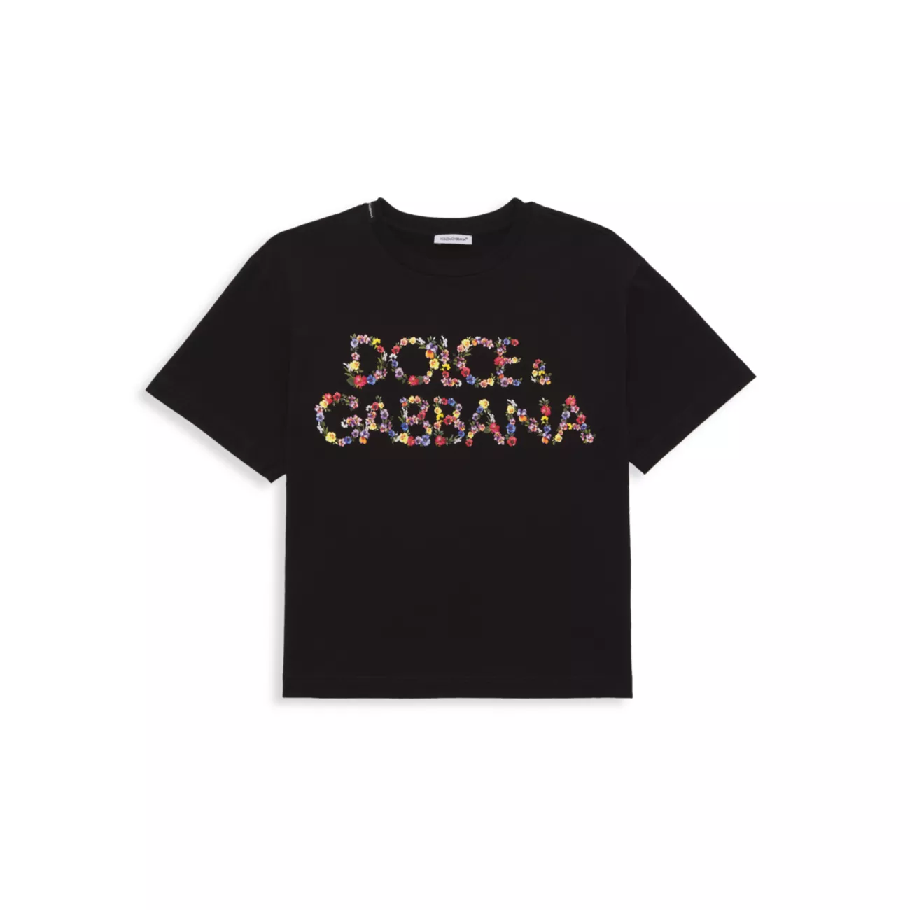 Маленькая девочка и усилитель; Футболка с цветочным логотипом для девочек Dolce & Gabbana