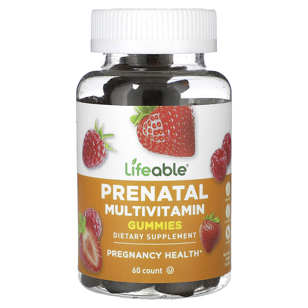 Мультивитаминные жевательные конфеты для беременных, натуральные ягоды, 60 жевательных таблеток Lifeable