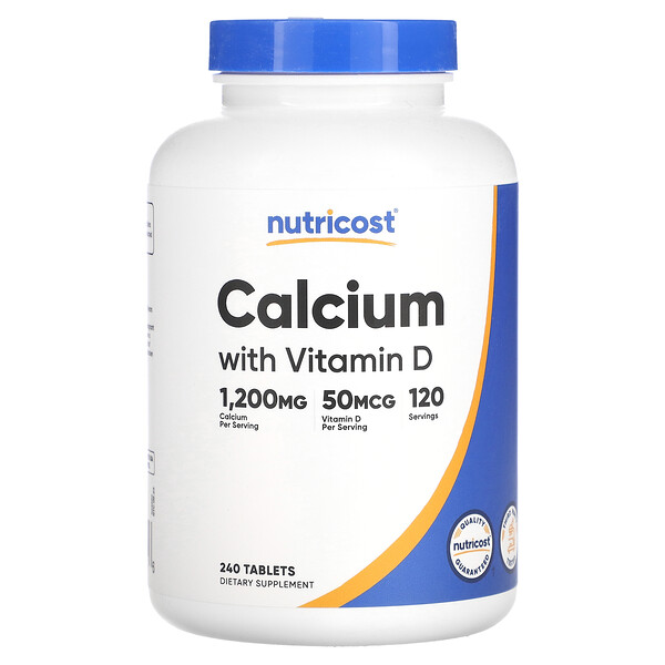 Calcium with Vitamin D, 240 Tablets (Таблетки) Nutricost