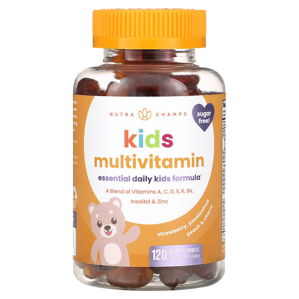 Kids Multivitamin, Strawberry, Passionfruit, Peach & Cherry, 120 Vegan Gummies (Жевательные конфеты) NutraChamps