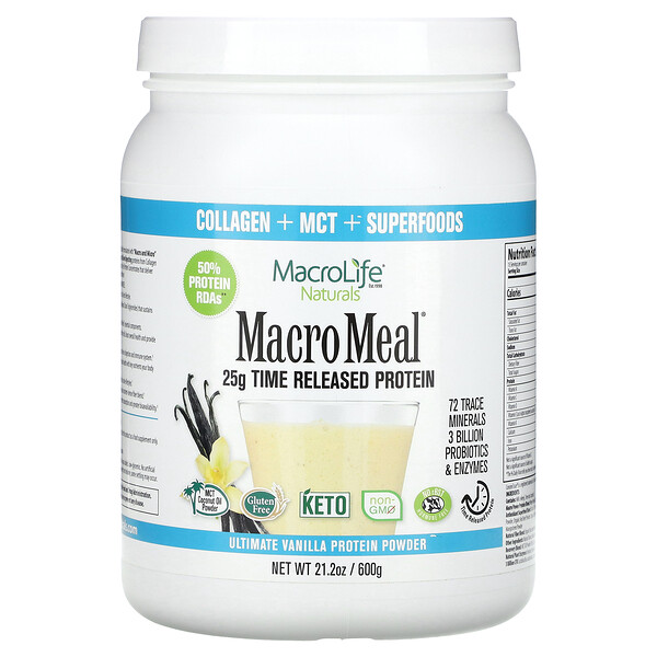 MacroMeal, Ultimate Protein Powder, ваниль, 21,2 унции (600 г) Macrolife Naturals