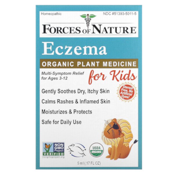 Eczema Organic Plant Medicine , For Kids, 0.17 fl oz (5 ml) Forces of Nature