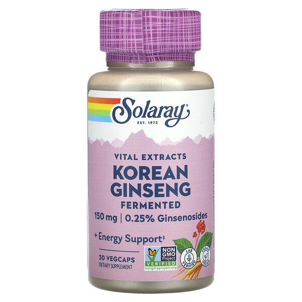 Vital Extracts, Fermented Korean Ginseng, 150 mg, 30 VegCaps Solaray