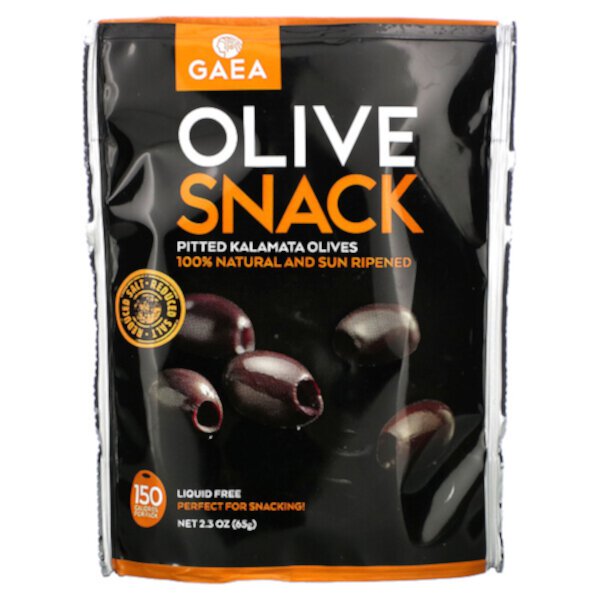 Olive Snack, Pitted Kalamata Olives, 2.3 oz (65 g) Gaea