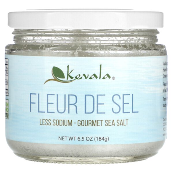 Fleur De Sel, Less Sodium, изысканная морская соль, 6,5 унций (184 г) Kevala