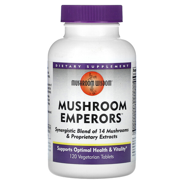 Грибные императоры, 120 вегетарианских таблеток Mushroom Wisdom