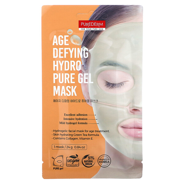 Гелевая косметическая маска Age Defying Hydro Pure, 1 тканевая маска, 0,84 унции (24 г) PUREDERM
