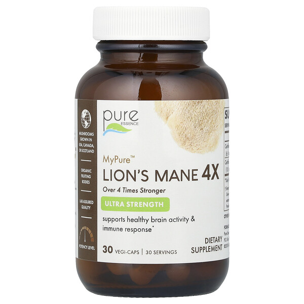 MyPure™, Lion's Mane 4X, Ultra Strength, 30 Vegi-Caps Pure Essence