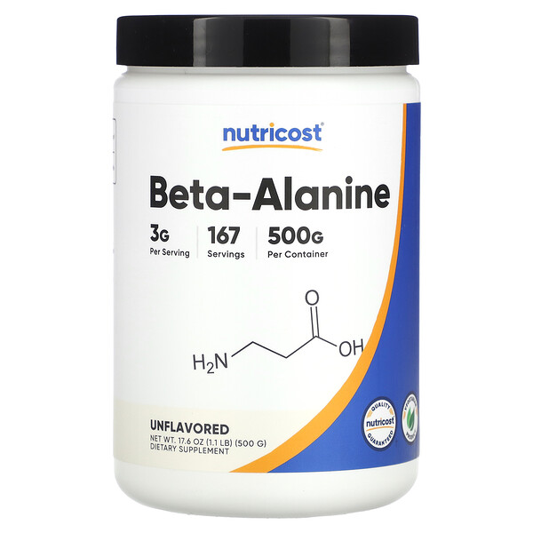 Beta-Alanine, Unflavored, 3 g, 1.1 lb (500 g) Nutricost