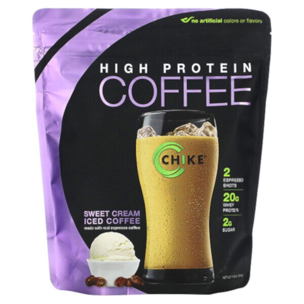 Холодный кофе с высоким содержанием белка, сладкие сливки, 17,8 унции (504 г) Chike Nutrition