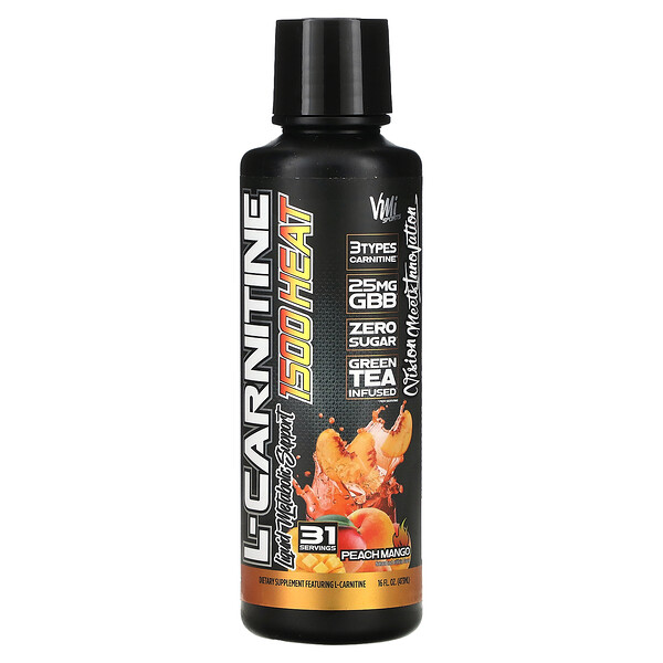 L-Carnitine 1500 Heat, персик и манго, 16 жидких унций (473 мл) VMI Sports