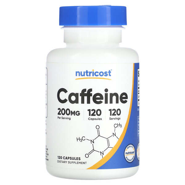 Кофеин, 200 мг, 120 капсул Nutricost