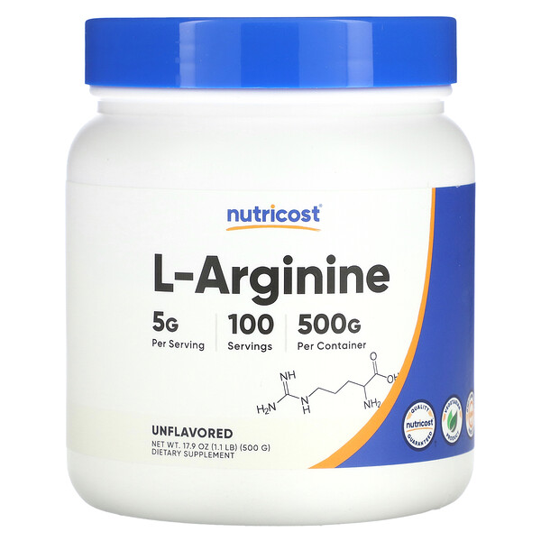 L-Arginine, Unflavored, 5 g , 1.1 lb (17.9 oz) Nutricost