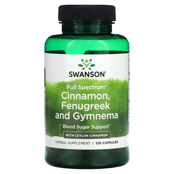 Full Spectrum Cinnamon, Fenugreek, & Gymnema with Ceylon Cinnamon, 120 Capsules (Капсулы) Swanson