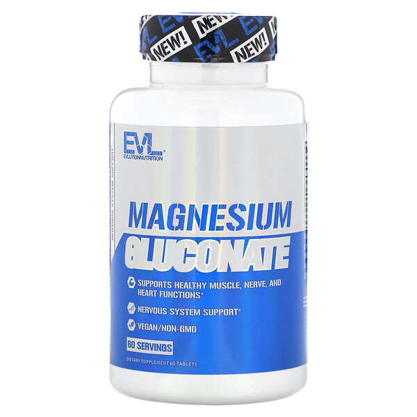 Magnesium Gluconate, 60 Tablets (Таблетки) EVLution Nutrition