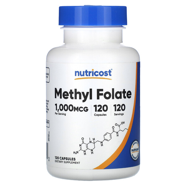 Метилфолат - 1000 мкг - 120 капсул - Nutricost Nutricost