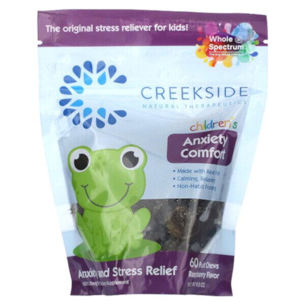 Children's Anxiety Comfort, Малина, 60 фруктовых жевательных конфет Creekside Natural Therapeutics