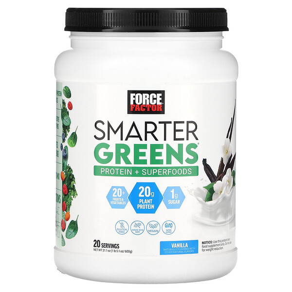 Smarter Greens Protein + Superfoods, ваниль, 1 фунт 5,1 унции (600 г) Force Factor