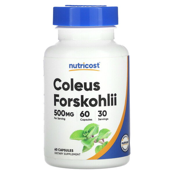 Coleus Forskohlii, 500 mg, 60 Capsules (Капсулы) (250 mg per Capsule) Nutricost