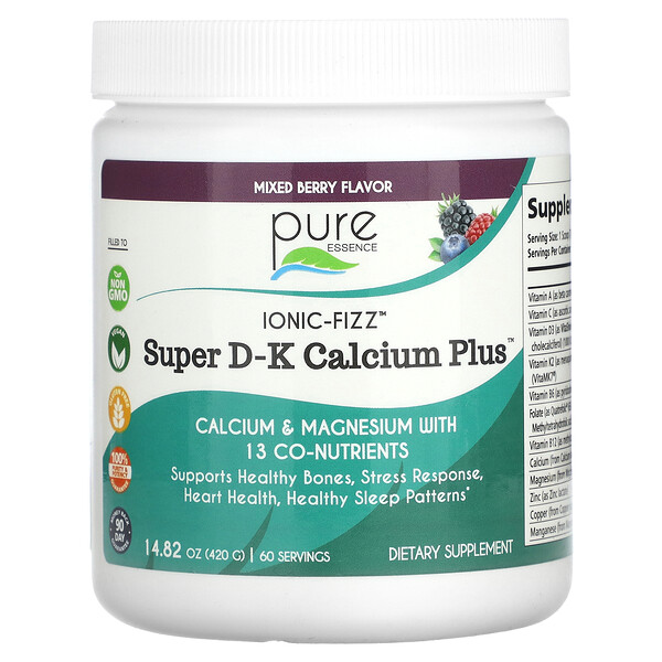 Ionic-Fizz, Super D-K Calcium Plus, ягодная смесь, 14,82 унции (420 г) Pure Essence
