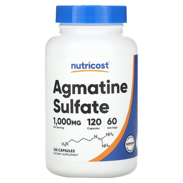 Агматина сульфат, 1000 мг, 120 капсул (500 мг на капсулу) Nutricost