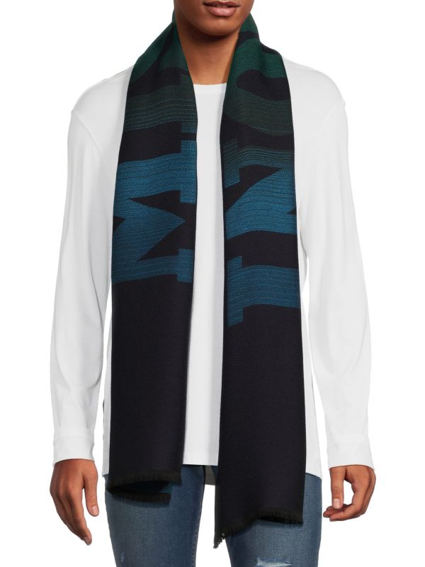 Футбольный шарф из смесовой шерсти с логотипом и эффектом омбре Missoni