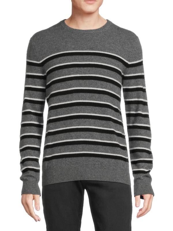 Полосатый свитер с круглым вырезом из 100% кашемира Saks Fifth Avenue