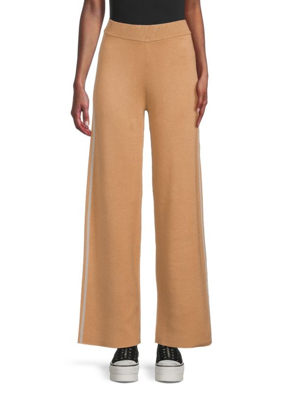 Широкие брюки с боковой тесьмой Saks Fifth Avenue