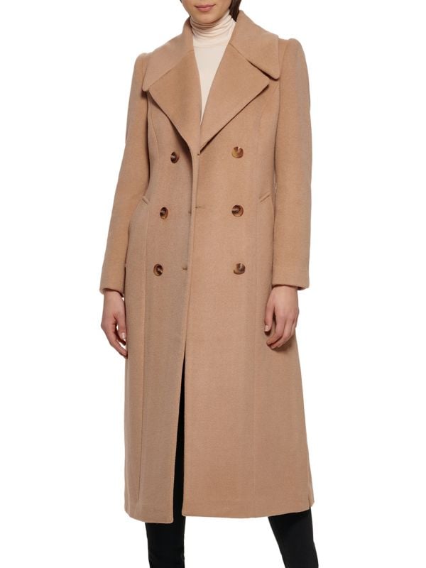 Двубортное длинное шерстяное пальто Kenneth Cole