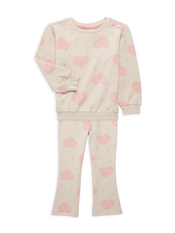 Комплект из двух предметов: флисовый свитшот и джоггеры с сердечками для маленькой девочки Juicy Couture