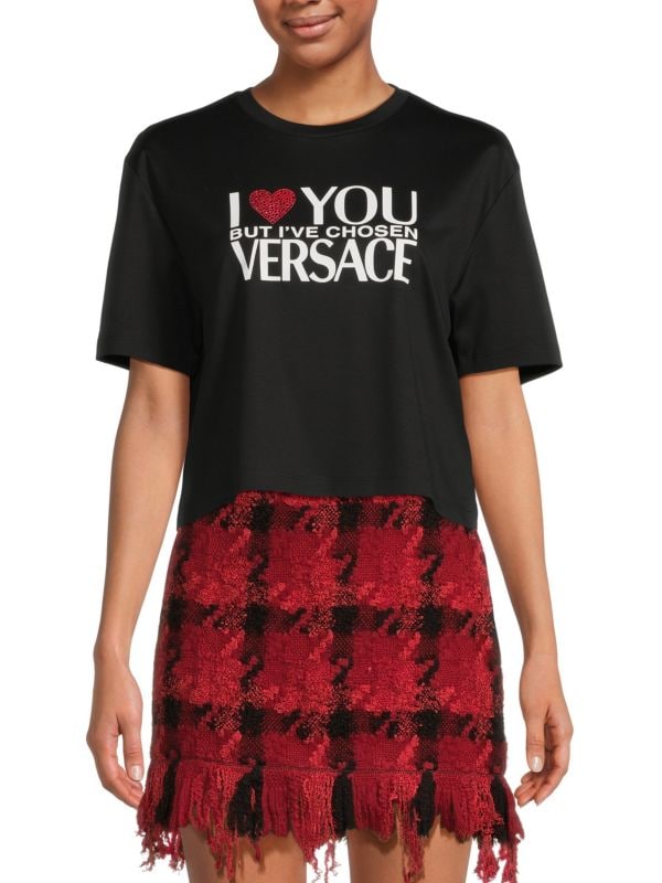 Укороченный топ с графическим логотипом Versace