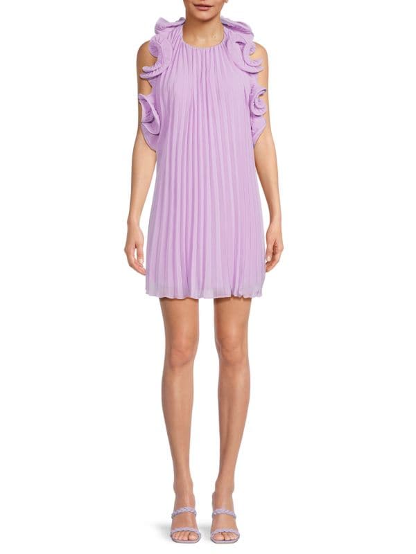 Mimi Ruffle Pleated Mini A-Line Dress AMUR